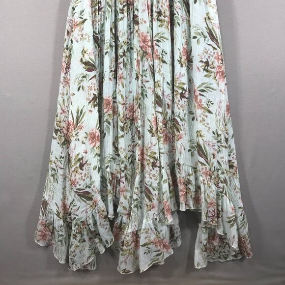 Mia Joy Joyfolie Dress Girl's 10 Green Blue Floral Maxi Boho Peasant Cottagecore - Picture 4 of 15